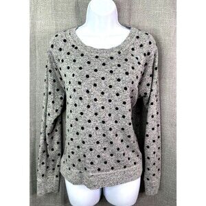 Alfani Intimates Loungewear Knit Top Women's Size M Gray Black Polka Dots
